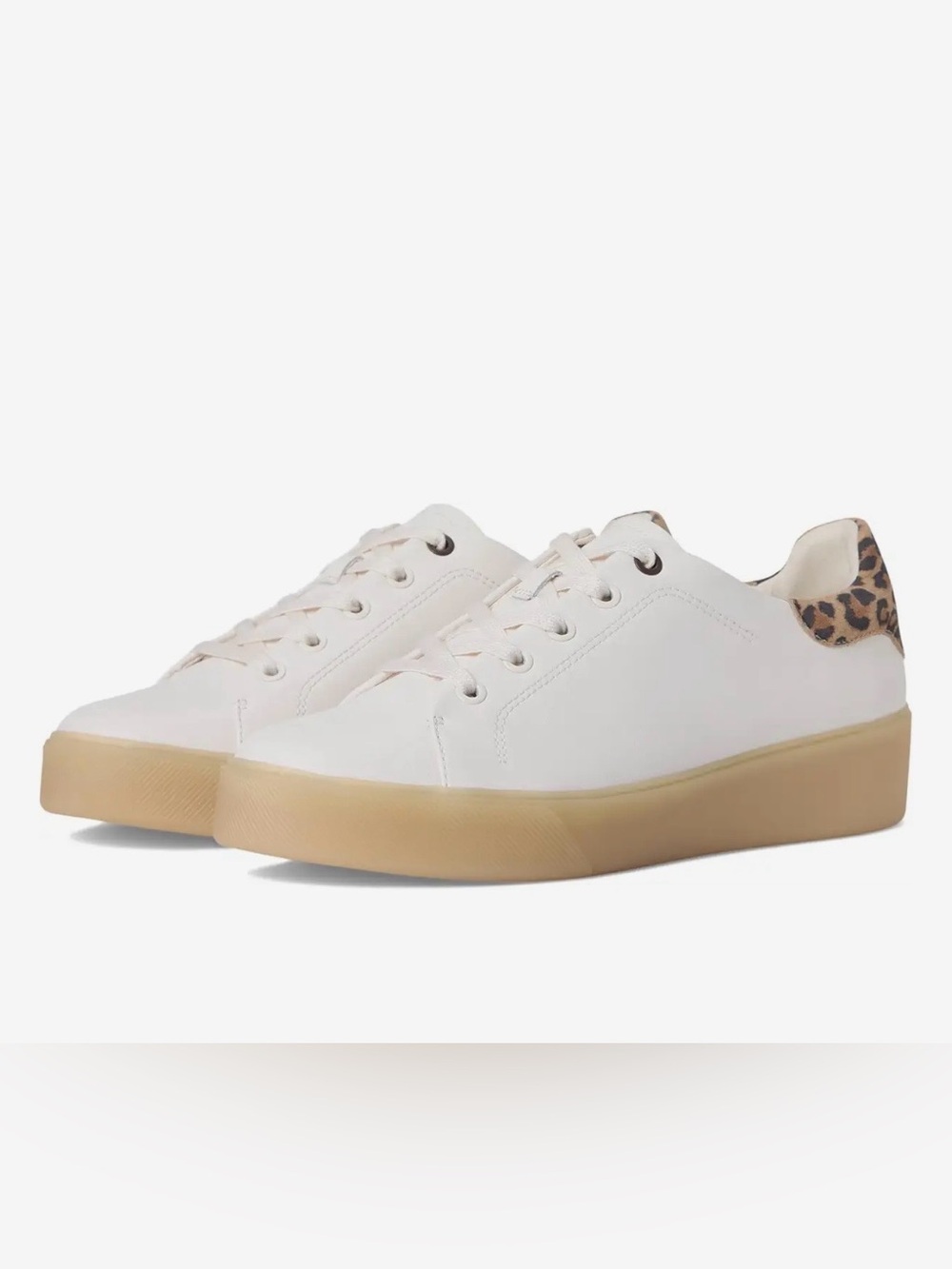 Naturalizer Low-Profile White and Leopard Sneakers